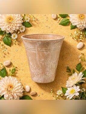6” Marbled Tan Plastic Tropical Planter Pot